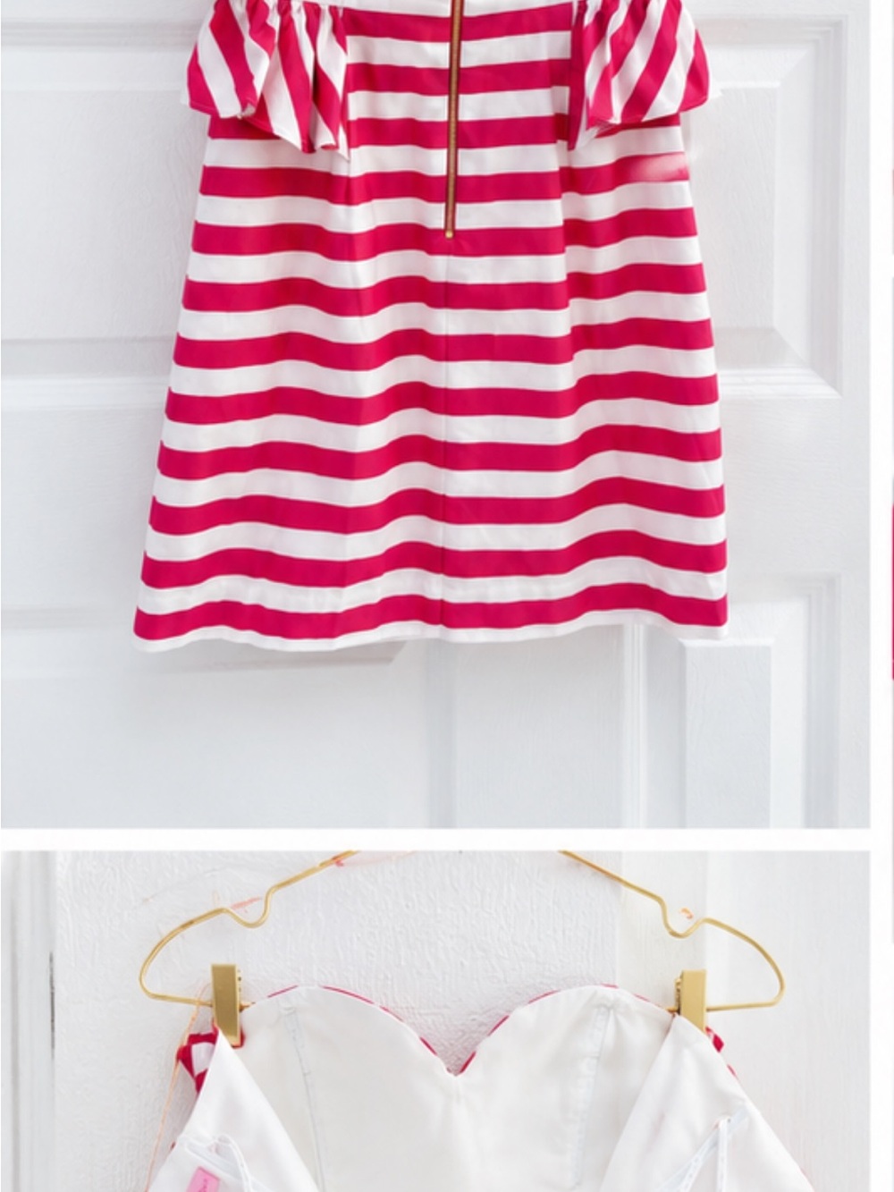Lilly Pulitzer Pink and White Striped Strapless Peplum Dress - Picture 4 of 13